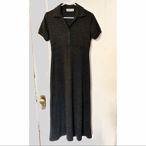 Grey short sleeve collared maxi dress